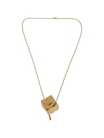 Rabanne Distorted-cube Pendant Necklace In Gold