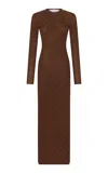 Rabanne Dotted Maxi Dress In Brown