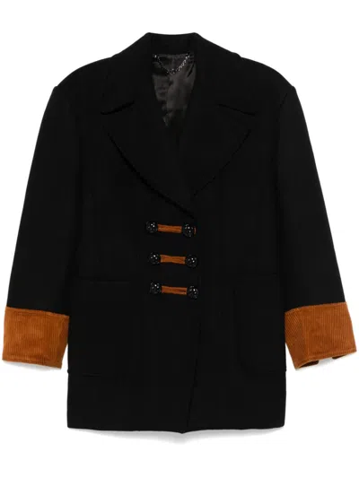 Rabanne Double-breasted Coat In 黑色