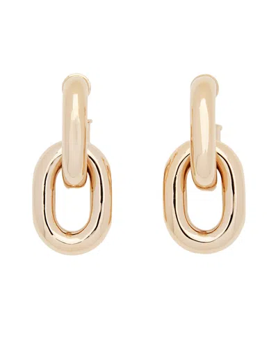 Rabanne Double Hoop Earrings With Polished Metallic Discs In Gold