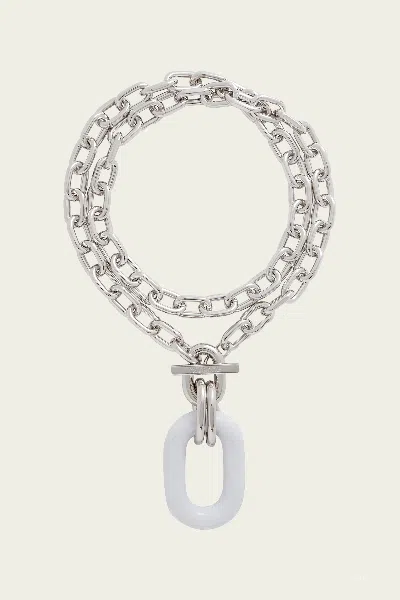 Rabanne Double Xl Link Chain Necklace In Silver White