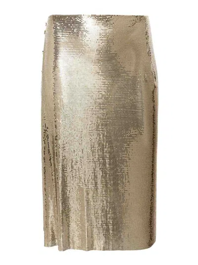 Rabanne Pression Chainmail Midi Skirt In Gold