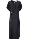 Rabanne Drapé Pression Asymmetric Hem Midi Dress In Black