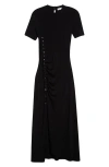 Rabanne Embellished Asymmetric Draped Midi Dress In Black