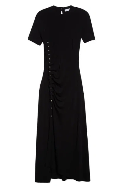 RABANNE RABANNE DRAPÉ PRESSION SHORT SLEEVE MAXI DRESS