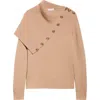 Rabanne Drape Shoulder Merino Wool Sweater