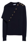 Rabanne Asymmetric Wool Jumper In Navy