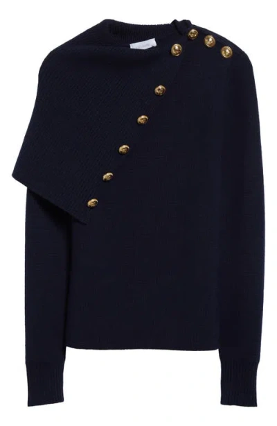 RABANNE RABANNE DRAPE SHOULDER MERINO WOOL SWEATER