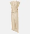 Rabanne Draped Asymmetric Urania Midi Dress In Neutrals