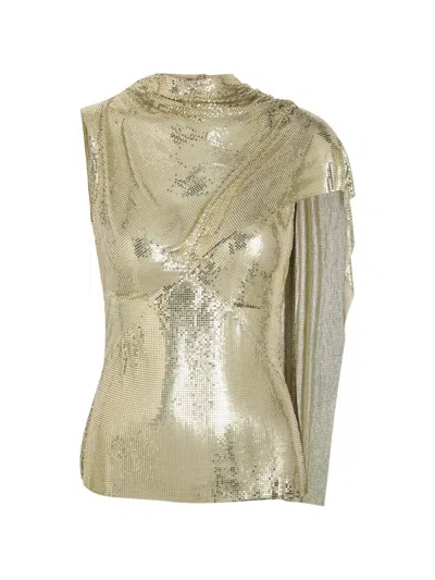 Rabanne Chainmail Draped Blouse In Neutral