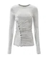 Rabanne Draped Button Blouse In Gray