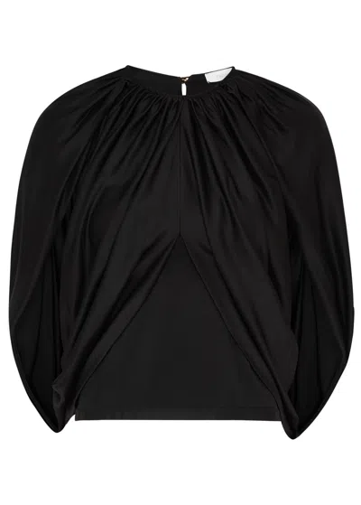 Rabanne Three-quarter Sleeves Draped Top In Black