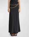 Rabanne Chain-embellished Satin-twill Maxi Skirt In Black