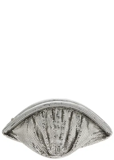 Rabanne Draped Chainmail Clutch In Silver