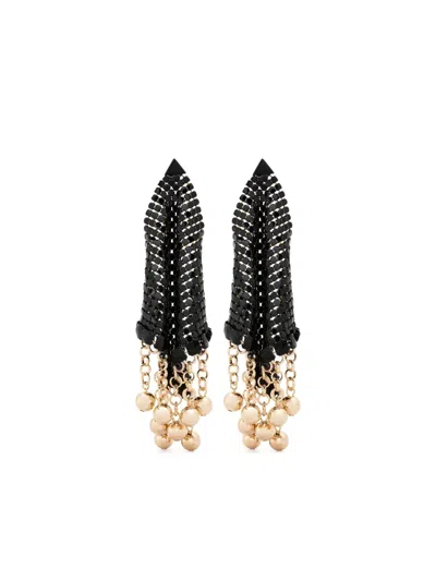 Rabanne Draped Chainmail Drop Earrings In Black