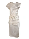 Rabanne Side Gathered-detail Midi Dress In Grey