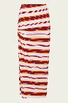 Rabanne Draped Jersey Long Skirt In Stripe Cream In Red