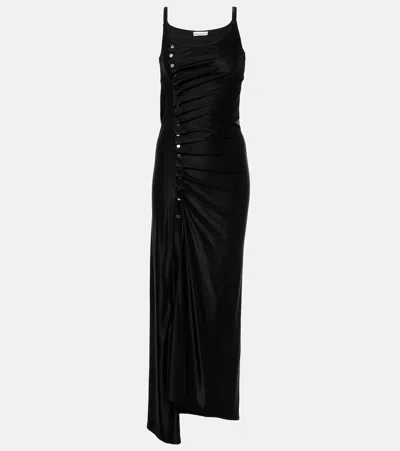 Rabanne Draped Jersey Maxi Dress In Black