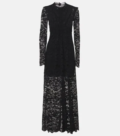 Rabanne Long-sleeve Lace Maxi Dress In Black