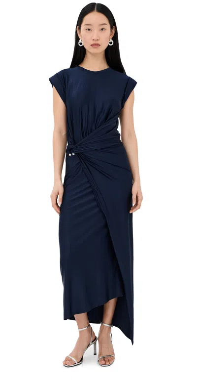 Rabanne Draped Jersey Maxi Dress Deep Navy In Blue