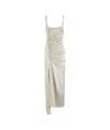 Rabanne Button-embellished Ruched Maxi Dress In White