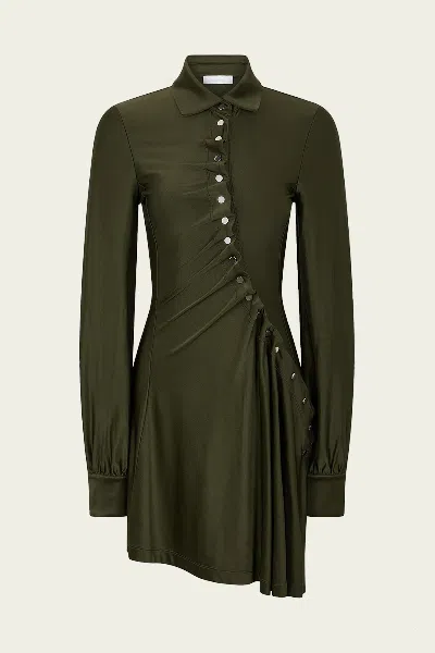 RABANNE DRAPED JERSEY MINI DRESS IN NEW KHAKI