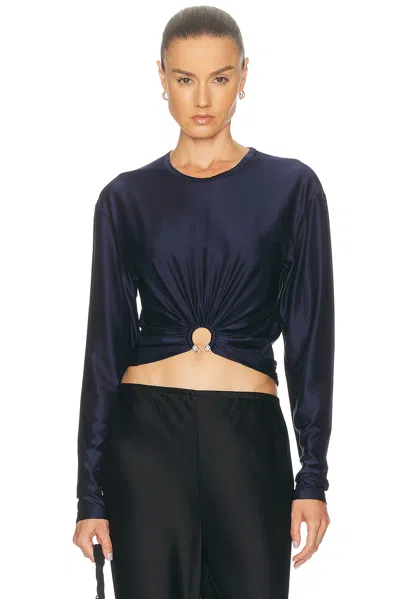 Rabanne Crew Neck Top Jewel Piercing Detail In Black