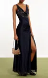 Rabanne Draped Maxi Dress In Navy