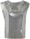 Rabanne Silver Mini Mesh Top In Grey