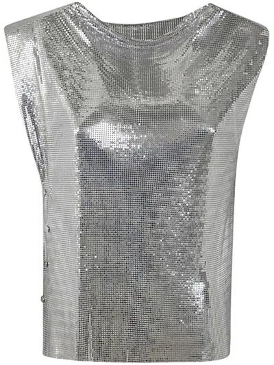 RABANNE RABANNE DRAPED MESH TOP