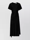 Rabanne Button-embellished Stretch-twill Midi Dress In Black