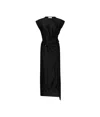 Rabanne Draped Midi Dress In Black