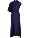 Rabanne Womens Deep Navy Aline One-short-sleeve Stretch-woven Midi Dress In Blue