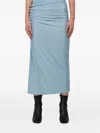 Rabanne Embellished Button Jersey Skirt In Blue