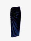 Rabanne Asymmetric Buttoned Velvet Midi Skirt In Blue