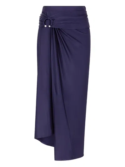 Rabanne Draped Midi Skirt In Blue