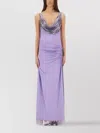 Rabanne Draped Neckline Sequin Embellishments Sleeveless Dress In Purple