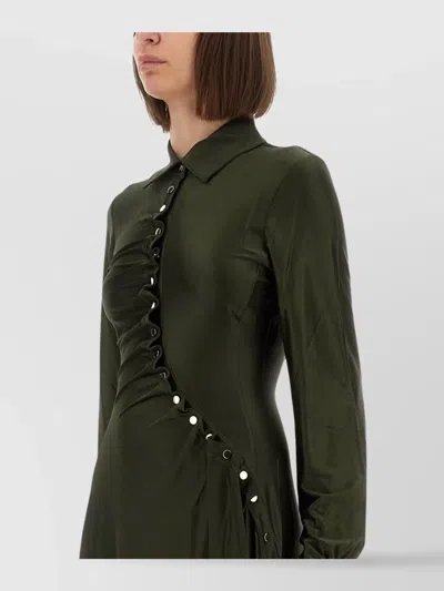RABANNE DRAPED SLEEVE DRESS BUTTON DETAILING