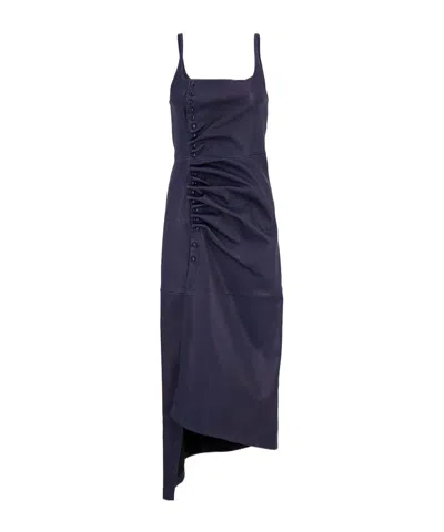 Rabanne Draped Snap-button Maxi Dress In Blue