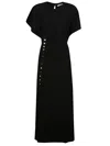 Rabanne Button-embellished Stretch-twill Midi Dress In Black
