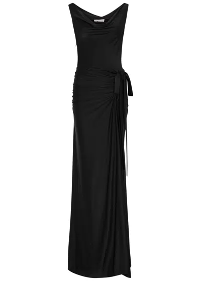 Rabanne Draped Stretch-jersey Gown In Black