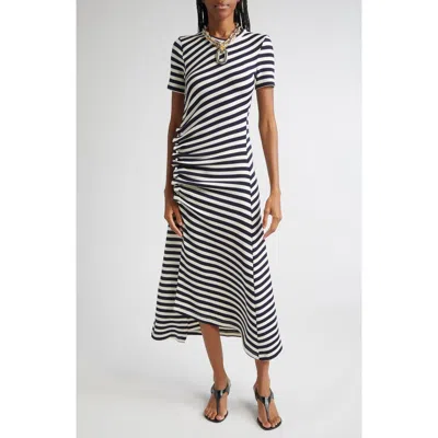 RABANNE RABANNE DRAPED STRETCH VIRGIN WOOL MIDI DRESS