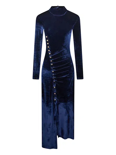 RABANNE DRAPED VELVET MIDI DRESS RABANNE