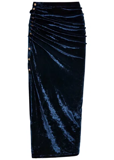 RABANNE RABANNE DRAPED VELVET MIDI SKIRT