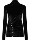 Rabanne Draped Velvet Top In Black