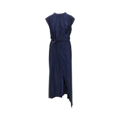 Rabanne Draped Viscose Midi Dress In Blue