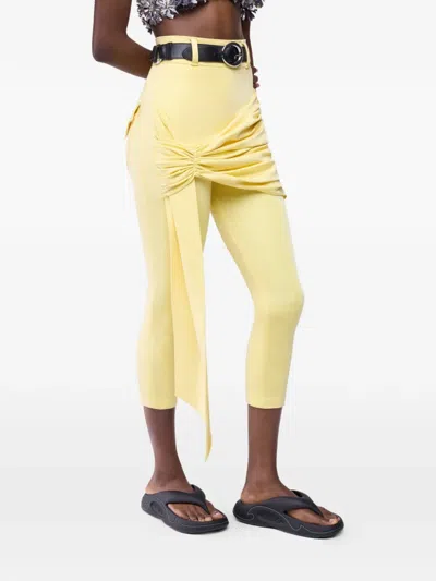 Rabanne Draped-detail Trousers In Yellow