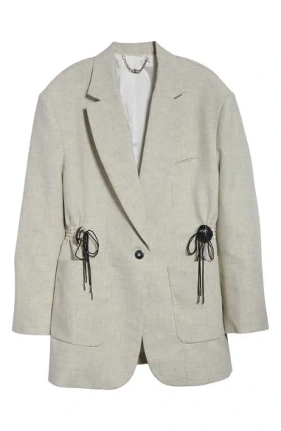 Rabanne Drawcord Waist Mottled Cotton & Wool Blazer In Mix Grey