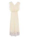 Rabanne Lace Inlay Sleeveless V-neck Midi Dress