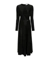 Rabanne Long-sleeve Gathered Midi Dress In Black In Black